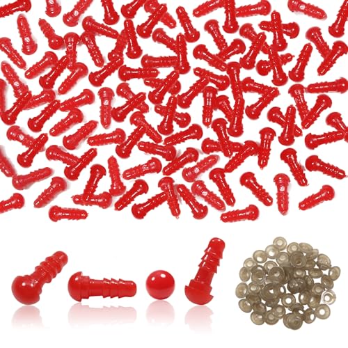 TOAOB 50pcs 6mm Mini Safety Eyes for Amigurumis Plastic Crochet Red Eye | Crafts Doll Safety Eyes with Washers, for DIY Crocheting Small Animals Doll, Making Supplies - size: 6mm