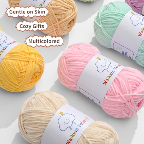 2 Pack Fluffy Chenille Yarn for Crocheting, Baby Yarn for Crocheting Soft, 100g/3.5oz Velvet Amigurumi Yarn, Fingering Weight Yarns for Crocheting Baby Blankets、DIY Craft.(2 Light Yellow) - color: [2 Light Yellow]