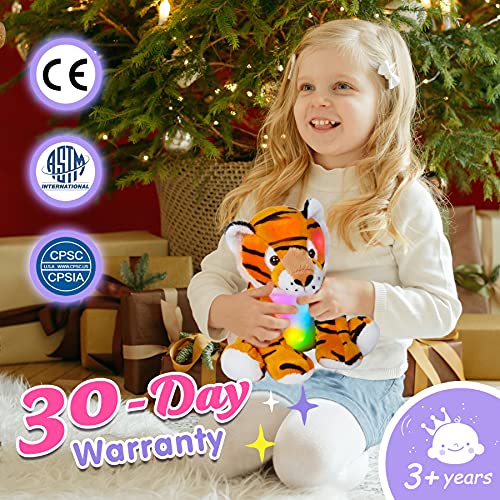 11" Stuffed Animal Plush Reversible Glitter Sequins Children | Day Holiday Christmas Birthday Gifts Girls And Boys Toddlers White Beautiful Decorative Festive - color: Tiger