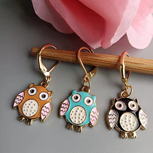 6pcs Cute Owl Crochet Removable Locking Stitch Markers for Knitting and Crocheting Colourful Owl Metal Charms Knitting Supplier Gifts