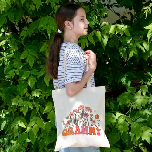 Grandma Gifts Tote Bag Birthday Mothers Day Retirement Gifts for Women Mama Nana Mimi Shoulder Bag Reusable Grocery Bags - color: Grammy