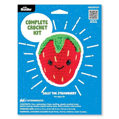 Bucilla Complete Crochet Kit, Sally the Strawberry, 3" - color: Sally the Strawberry