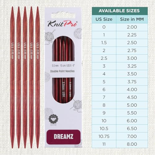KnitPro Dreamz Double Pointed Needles 6" (15cm) | US Size 8 (5mm) - size: 5.00mm (US 8)