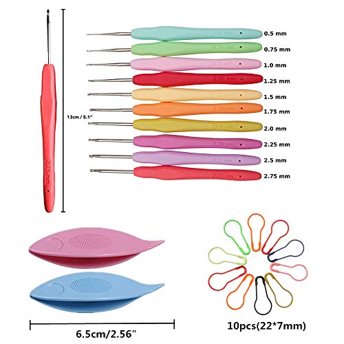 Lewhoo 15 Crochet Thread Balls & 10 Lace Crochet Hooks, 100% Cotton Thread | Crochet Kit with Storage Bag ＆ 2 Tatting Shutters Tools - color: Multicolor