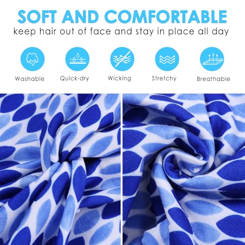 HAUHC Extra Wide Headbands for Women, 7'' Large Cotton Like Turban Knotted Bandana Head Bands for Women Non Slip, Boho Headbands for Women's Hair (6PCS Print 1, average size) - color: Print 1