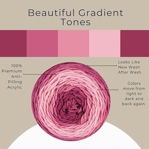 Mary Maxim Bag-O-Day Tonal Hues Ombre Yarn for Crocheting and Knitting, Medium Worsted Weight Anti-Pilling Acrylic Yarn Cake - 280 Yards, 5.3 OZ, Exquisite Clutter - color: Exquisite Clutter