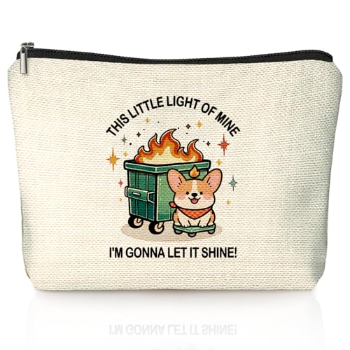 Funny Dumpster Corgi Dumpster Fire Gifts Makeup Bag, Funny Dumpster Bag,Dumpster Fire Cosmetic Bags for Women, Inspirational Positive Encouragement Gift for Women Zipper Pouch - color: 01-dumpster fire(02)-Corgi Dog