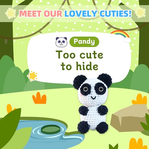 yes.sister! Panda Crochet Material Pack – DIY Hand-Knitting Kit for Beginners, Eco-Friendly Gift and Storage Bag