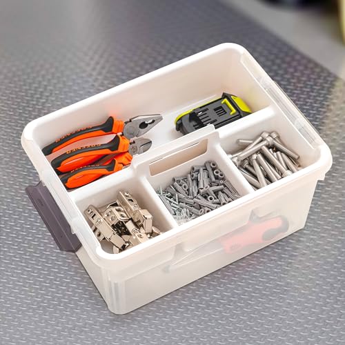 Citylife 17 QT Clear Craft Organizers and Storage Box with Handled Tray | Stackable Art Supply Organizer Storage Bins with Lids for Craft, Beads, Markers, Sewing, Tools, Playdoh, Coloring Books, - size: 17 Qt- 1 Pack-H