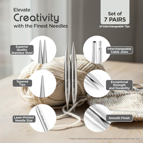 KnitPro Stelo Midi Normal Interchangeable Needle Set 5" (13cm) | 7 US Sizes (2.5 to 8) - size: Midi