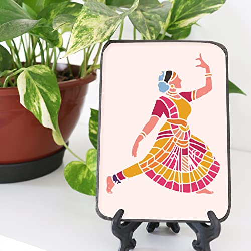 FINGERINSPIRE Indian Dance Stencils - 11.8x11.8 inch Plastic Stencil Templates for Classical Indian Dancer Patterns - color: 2 Indian Dancer