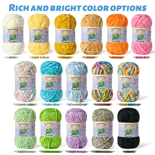 3 Pack Fuzzy Chenille Yarn for Crocheting,Velvet Baby Blanket Yarn for Crocheting,Soft Plush Yarns for Hand Knitting,(300 g/393yds) Fluffy Amigurumi Crochet Yarns (3 Khaki) - color: 3 Khak