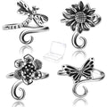 4 PCS Crochet Rings for Fingers Butterfly Flower Sunflower Dragonfly Yarn Tension Ring Knitting Accessories Crochet Gifts for Crocheters - color: Butterfly & Flower Crochet Rings Set