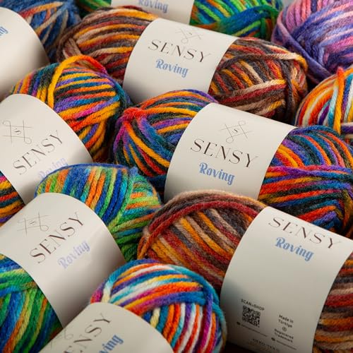 Sensy Roving Multi Color Yarn, 3.5 oz, 132 Yards, Gauge 5 Bulky (Carnaval) - color: Carnaval, size: 1 Skein