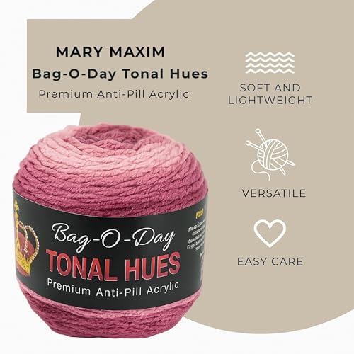 Mary Maxim Bag-O-Day Tonal Hues Ombre Yarn for Crocheting and Knitting, Medium Worsted Weight Anti-Pilling Acrylic Yarn Cake - 280 Yards, 5.3 OZ, Exquisite Clutter - color: Exquisite Clutter