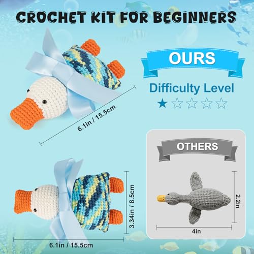 Totiro Crochet Kit for Beginners, Ducks Amigurumi Starter Kit, Easy DIY Craft Set with Step-by-Step Video Tutorials, 2 Pack Animal Crochet Pattern Learning Kit for Teens Adults Birthday Gift - color: Sister Ducks