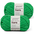 Fluffy Chunky Yarn for Crocheting, Chenille Crochet Yarn 6 Super Bulky, 2 Pack of 87.9 yds/4.23 oz Baby Blanket Yarn, Soft Velvet Yarns for Knitting Amigurumi&DIY Crafts/Hats/Socks(2 Fruit Green) - color: 2 Fruit Green