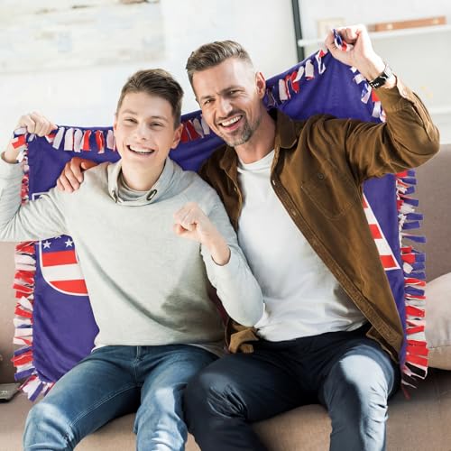 Chumia 2 Pcs/1 Set Patriotic Throw Blanket American Flag Blankets 57 x 57'' - style: Independence Day American Flag