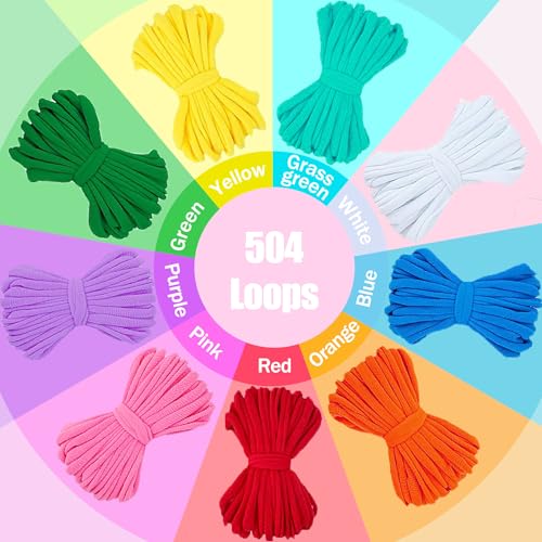 CCTVRTV 504 PCS Weaving Loom Loops Refill for Potholder Loom kit | Elastic DIY Arts and Crafts Loops Supplies for Kids Beginners, Perfect Birthday Gifts for 5 6 7 8-12 13 Year Old Girls - color: Multicolored