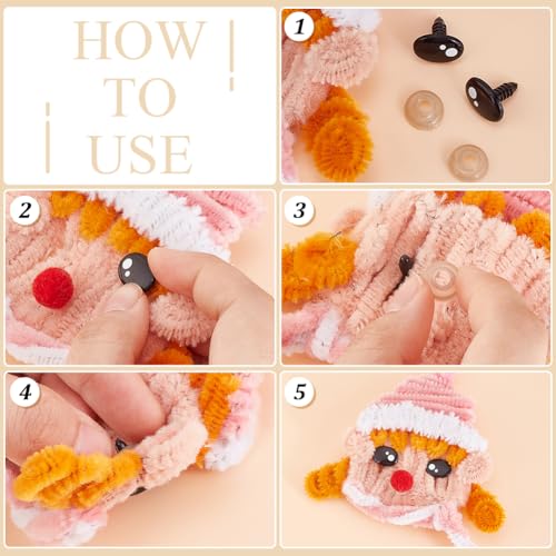 PH PandaHall 200pcs Kawaii Safety Eyes, 5 Sizes Craft Eyes Black Stuffed Animal Eyes Kawaii Eyes with Washers Oval Resin Felt Eyes for Amigurumi Puppet Teddy Bear Crochet Plush Animal Making