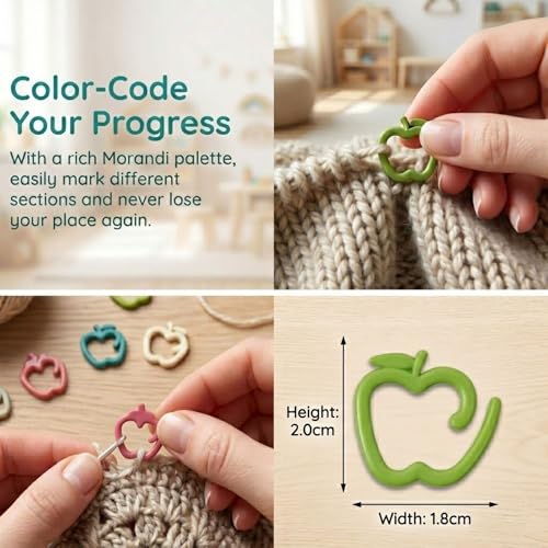 Blingcute 48 Pcs Metal Fruit Stitch Markers for Knitting and Crochet | 48 smooth metal markers in two fruit designs and assorted colors for tracking stitches, rows, rounds and pattern repeats. - color: Colorful-Apple and Strawberry