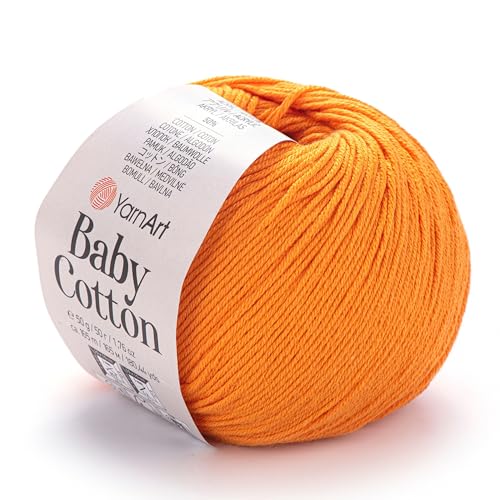 YarnArt Baby Cotton Yarn - Soft Knitting Yarn for Baby & Summer, 50% Cotton 50% Acrylic, 1.76 Oz, 180.44 Yds, Ideal for Amigurumi & Crochet Projects (1, 425) - color: 425