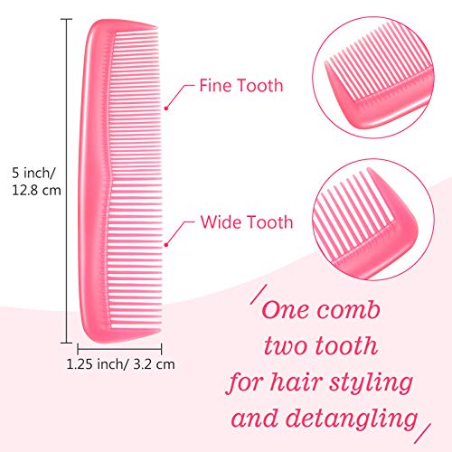 Leinuosen 12 Pieces Pocket Hair Combs, Fine Tooth Combs, Pink | Plastic Hair Care for Men Women, Portable Travel Size, for Barber Salon Hair Dressing Use, Not Breakable, Peines Para Cabello - color: Pink