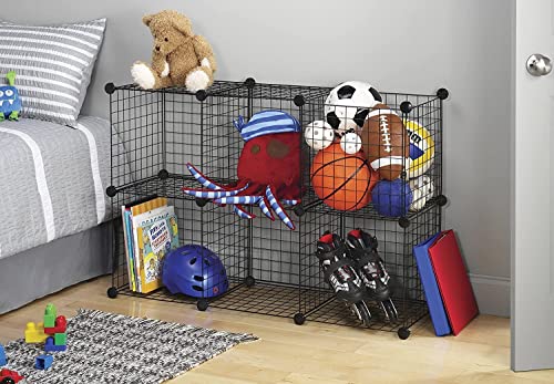 Wire Cube Storage Organizer, Metal Storage Shelves Bookshelf, Stackable Modular Closet Organizer for Bedroom Living Room, Office, Storage Shelves (6 Cubes, Iron) - color: Iron, size: 6 Cubes