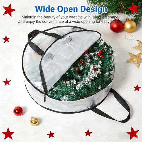 2 Pack Wreath Storage Bag, Summer, Christmas Decoration Garland Container, 24 Inch Clear Door Wreath Organizers, Moving Boxes, Packing Supplies for College - color: Circle Clear, size: 2Pack