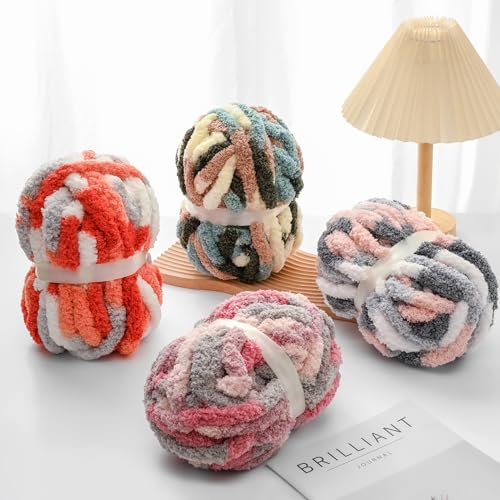 10 Pack Jumbo Chunky Yarn for Hand Knitting, Fluffy Chunky Chenille Yarn for Crocheting, Variegated Chunky Knit Baby Blanket Yarn, 240 yds /70.5 oz Super Bulky Yarn(Vibrant Purple) - color: 10 Vibrant Purple