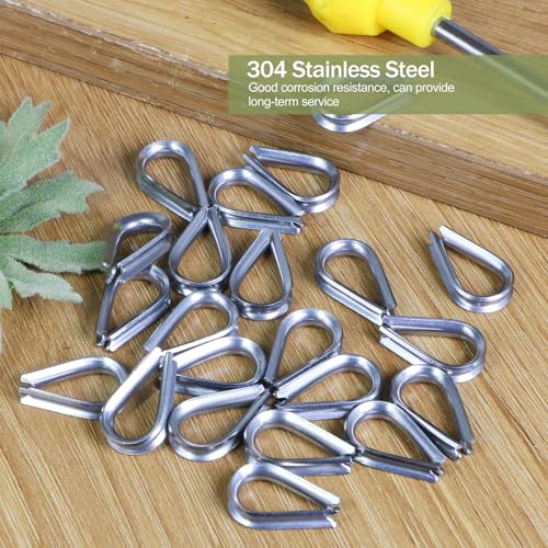 M2 Wire Rope Thimble, 304 Stainless Steel Thimble for 1/16-3/32 Inch Diameter Wire Rope, 50 Pieces - size: M2