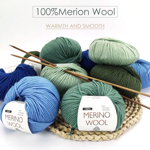 Premium 4-ply Australian Merino Ultra-fine 100% Wool Yarn, 4pcs=200g/7oz,Soft, Itch-Free, Warm and Comfortable for Knitting and Crocheting,Perfect for Sweater, Scarf, Shawl, etc (8#Military Green) - color: 8#Military Green