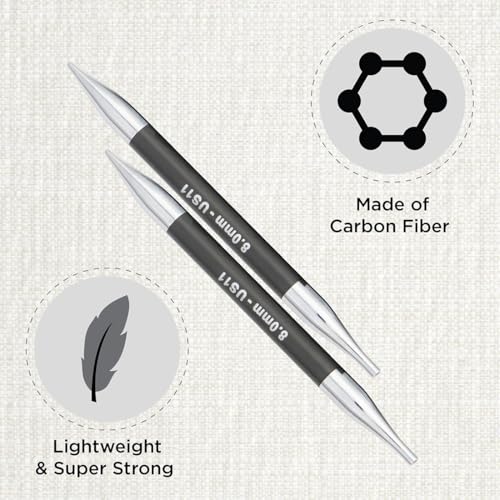 KnitPro Karbonz Interchangeable Circular Needle 5" (13cm) | US Size 11 (8mm) - size: US 11 (8mm)