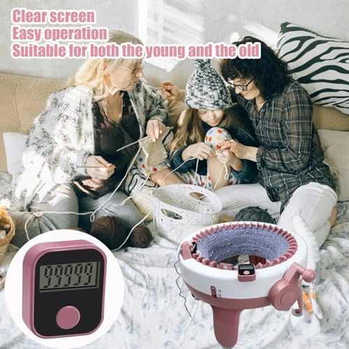 Knitting Machine Counter, Row Counter for Circular Knitting Machine, Attachable Magnetic Suitable for 32/40/48 Needle Row Digital Counter (2PCS) - color: Pink-2PCS