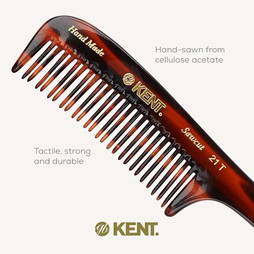 Kent 21T 8 Inch Large Hair Detangling Comb, Wide Teeth for Thick Curly Wavy Hair. Long Hair Detangler Comb For Wet and Dry. Handmade of Quality Cellulose, Saw-Cut Hand Polished, Made in England - color: Tortoiseshell, size: 2 Pack