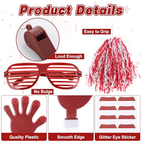Realspring 148 Pcs Team Spirit Accessories for Sport Events - color: Burgundy White