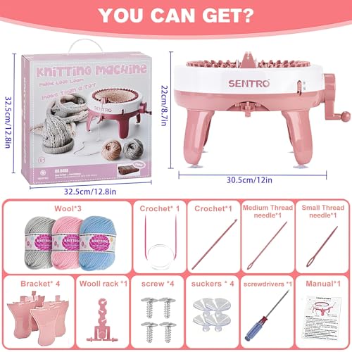 SENTRO Knitting Machine 40 Needles, Double Weave Loom for Hat Scarf Gloves | Tube & Panel Modes, 4 Adjustable Tensions, ABS Plastic, for Beginners Adults Kids, DIY Craft - size: 40 Needles