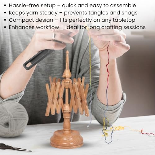 Handcrafted Jumbo Rosewood Yarn Winder & Swift Set – Large Capacity Wooden Ball Winder for Knitting & Crocheting, Heavy Duty Tabletop Yarn Swift and Ball Winder - color: Beechwood Swift