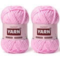 2 Packs Plush Chenille Chunky Crochet Yarn - Baby Yarn for Crocheting Soft - Velvet Yarns Knitting for Blankets Crafts - Fluffy Amigurumi Yarns 100g/131yds (2 Dark Pink) - color: 2 Dark Pink