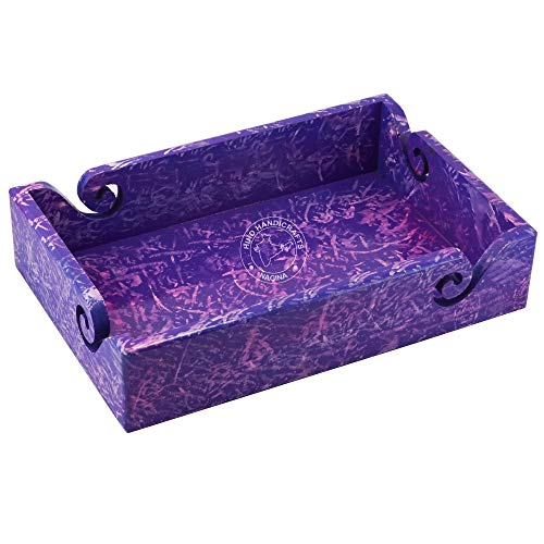 Solid Handmade Crafted Wooden Portable Antique Yarn Storage Bowl Tray - Holder for Knitting Crochet Hook Accessories - Multipurpose Organiser (Rope Texture 1, 12" x 8" x 2.5") - color: Rope Texture 1