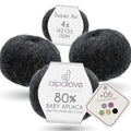 Super Air 4-Set Baby Alpaca - Soft and Fast Hand Knitting Yarn 7.05 oz/ 568 Yards - Natural Anthracite - color: NFA14 Anthracite