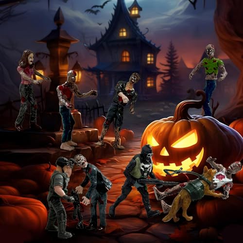 Army Men Action Figures VS Zombie Toys Action Figure Playset (20 Pcs) | Including 6 Detachable Army Men 6 Weapons 6 Zombie Figures 2 Military Dog Birthday Halloween Xmas Gift for Boys Kids - color: Gray