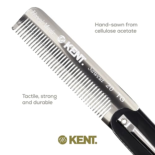 Kent 20T Black Graphite Handmade Folding Pocket Comb for Men, Fine Tooth Hair Comb Straightener for Everyday Grooming Styling Hair, Beard or Mustache, Use Dry or with Balms, Saw Cut, Made in England - color: Graphite, size: 3 Pack