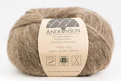 (Set of 3) Baby Alpaca Merino Wool Yarn [426 Yards Total] Heather Brown, #4 Worsted - color: Heather Brown