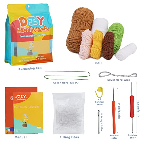 kgxulr Crochet Kit, Bell Orchid Beginners Crochet Kit, Crochet Flowers Kit | Crochet Kit for Beginners Flowers, Beginner Crochet Kit for Adults, Birthday Party, Wedding, Mother's Day or Thanksgiving - color: Bell Orchid