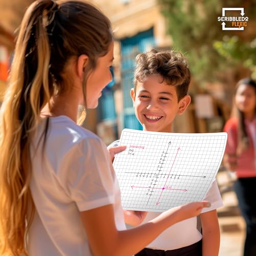 SCRIBBLEDO Grid Dry Erase Sheets 9”x12” Math Practice Small White Board Sheets Math Manipulatives Quad Graph Whiteboard Sheets Math Supplies Homeschool Teacher Students Classroom Pack of 10 - color: Large Grids