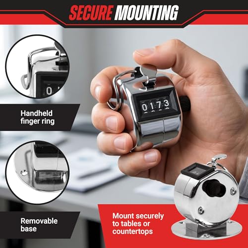 Stalwart Handheld or Mountable Clicker Counter with Easy Thumb Tally Button | Click Counter for Sporting Events, Ticket Sales, or Counting People