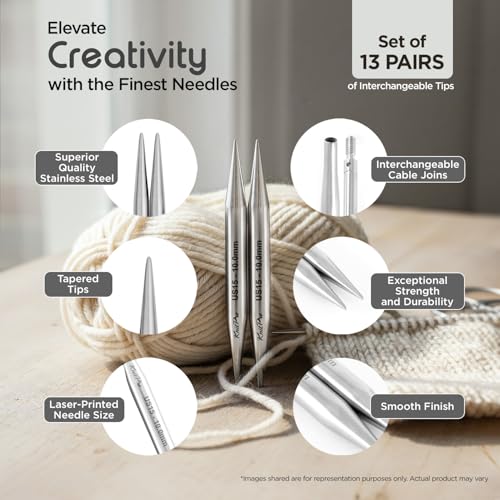 KnitPro Stelo Grande Normal Interchangeable Needle Set 5" (13cm) | 13 US Sizes (2.5 to 15) - size: Grande