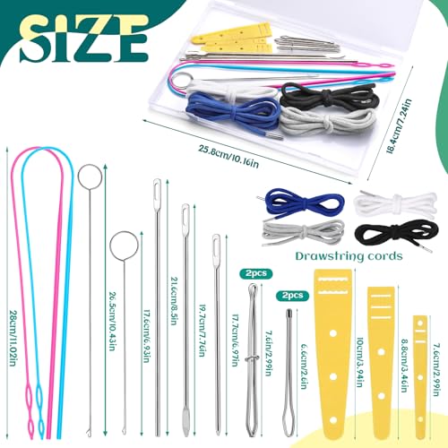 Fedmut 18PCS Drawstring Threader Tool Set with Loop Turner Elastic Threader | Loop Turner Sewing Tool with Elastic Threader and Hoodie String Drawstring for Jacket, Pants, Sportswear and Hat Threading - color: Set D