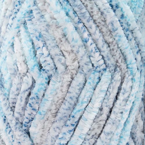 Franel Velvet Chenille Yarn, Bulky Plush Blanket Yarn 3-Pack (106 Enchant) | 100% Polyester, 100g/80m per skein, 6mm plush chenille. Ideal for amigurumi, baby blankets & pillows. Machine washable. - color: Blue Enchantress